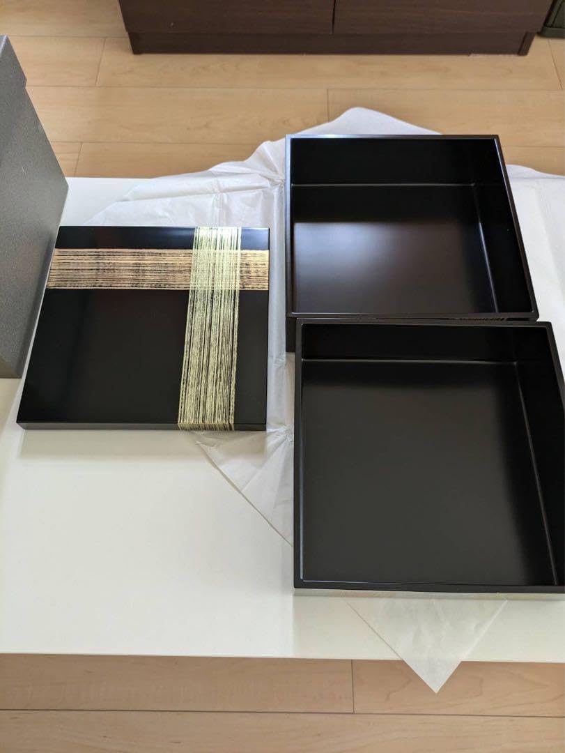 茶道具 欅 天然木製 溜塗 千筋四段 千成瓢箪形 重箱 弁当 網